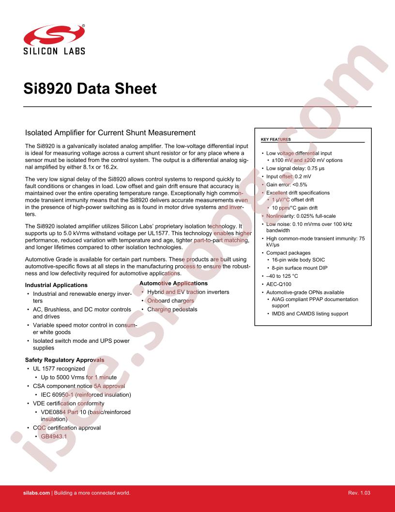 Si8920 Datasheet