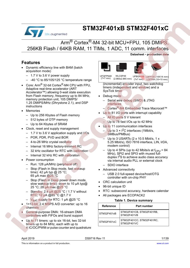 STM32F401xB, STM32F401xC