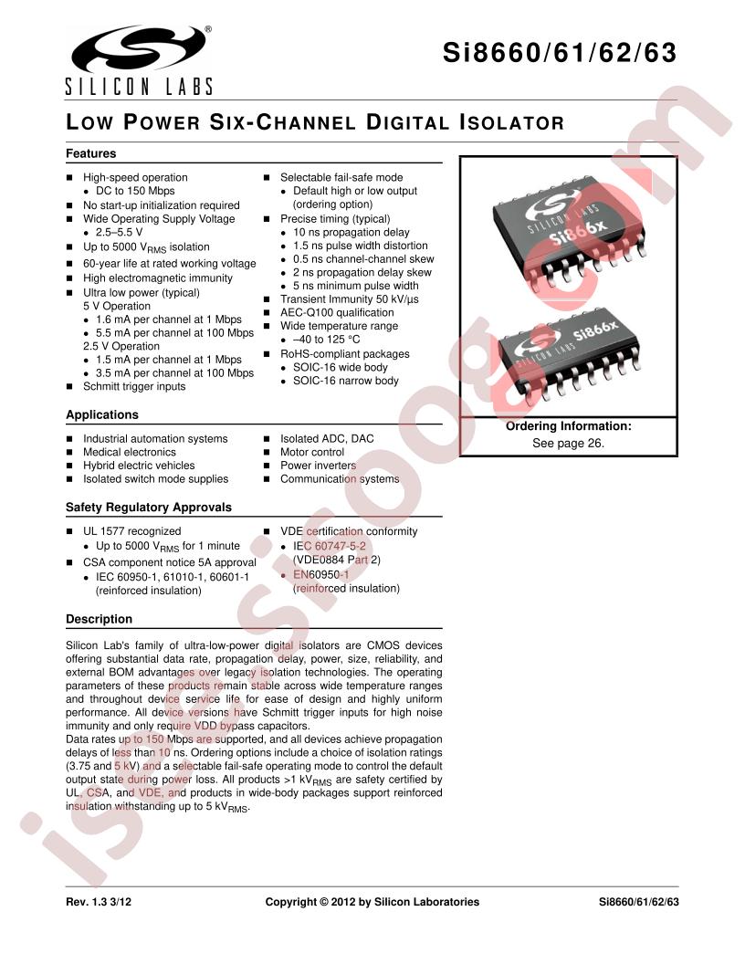 Si8660-63 Datasheet