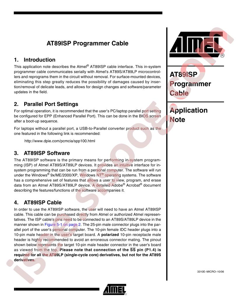 AT89ISP Programmer Cable