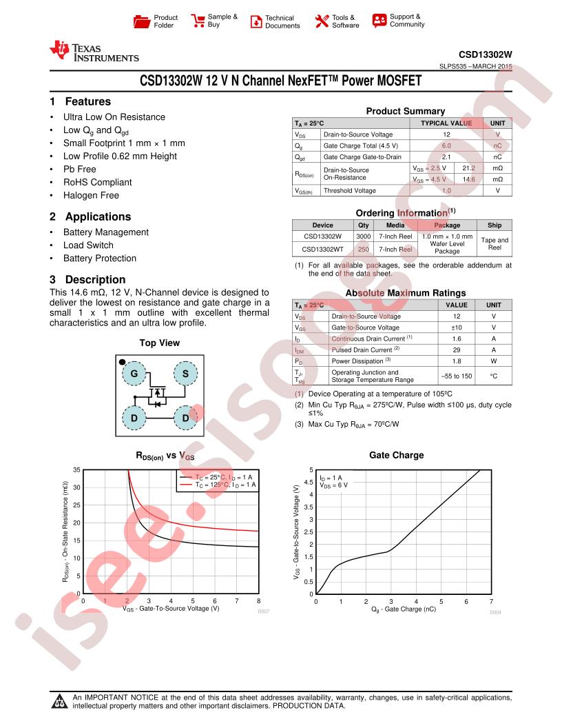 CSD13302W(T) Datasheet