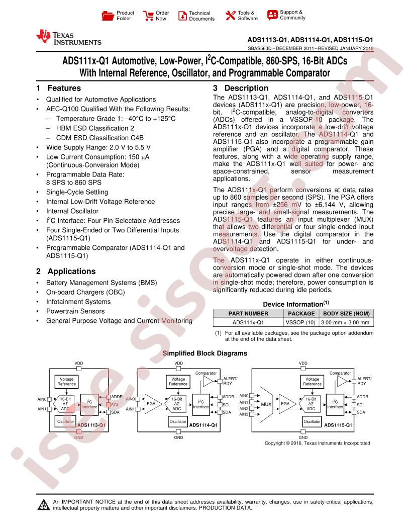 ADS111xQ1 Datasheet
