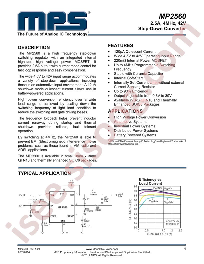 MP2560 Datasheet