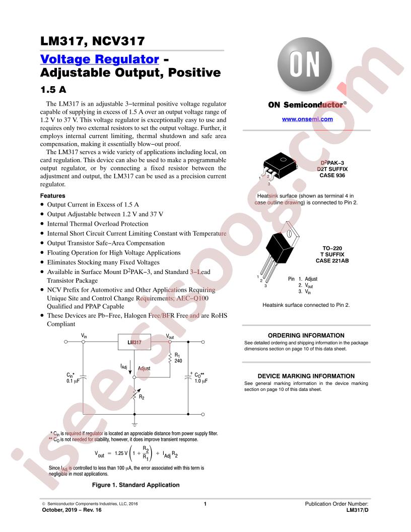 LM317, NCV317 Datasheet