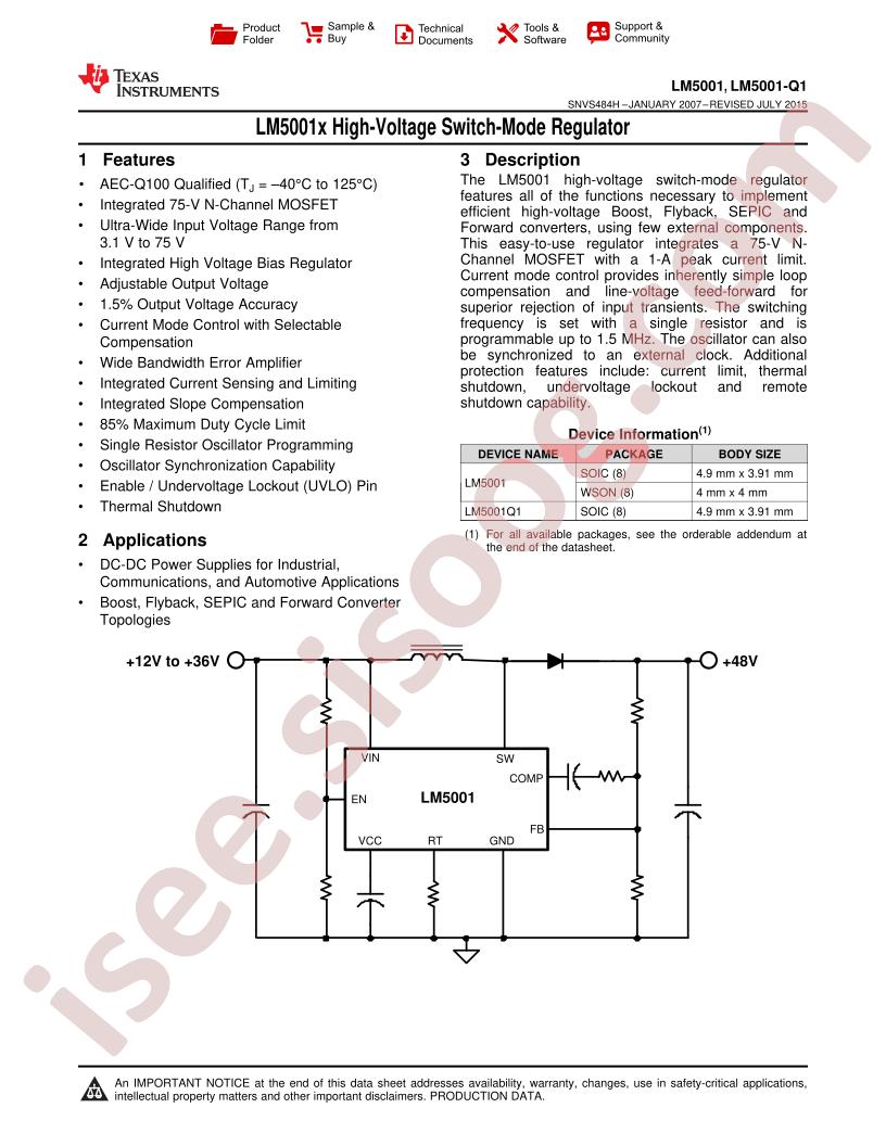 LM5001(-Q) Datasheet