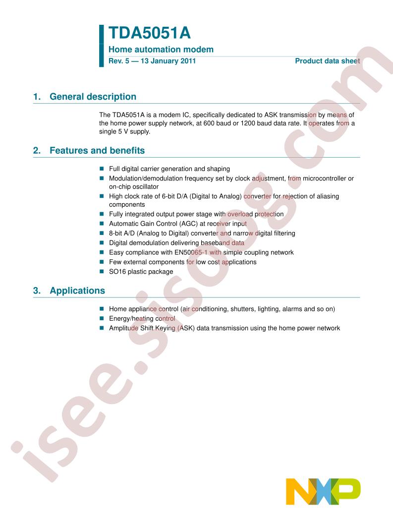 TDA5051A Datasheet