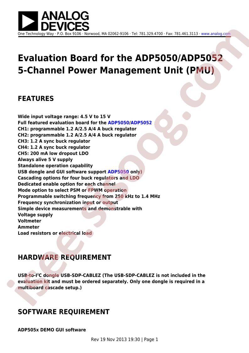 ADP5050/52 Eval Brd Guide