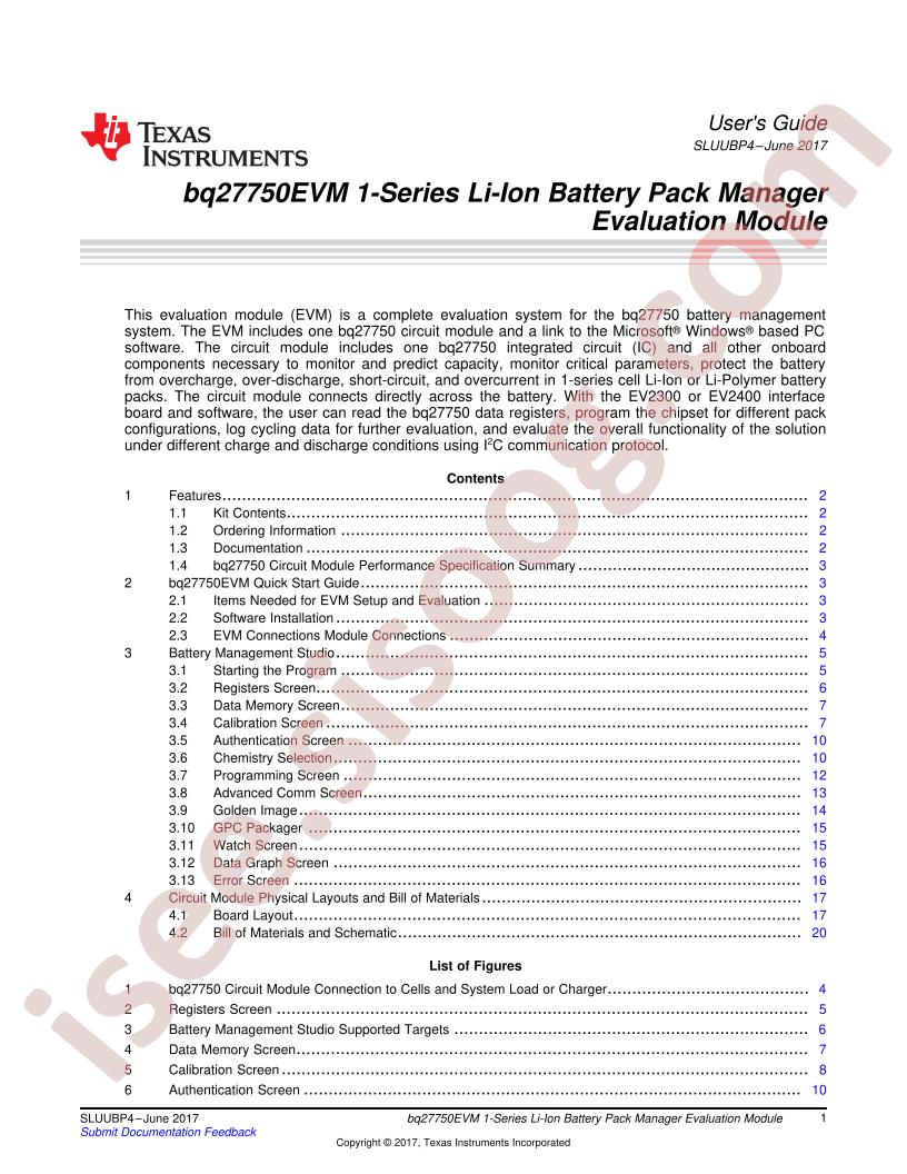 BQ27750EVM-837 User Guide