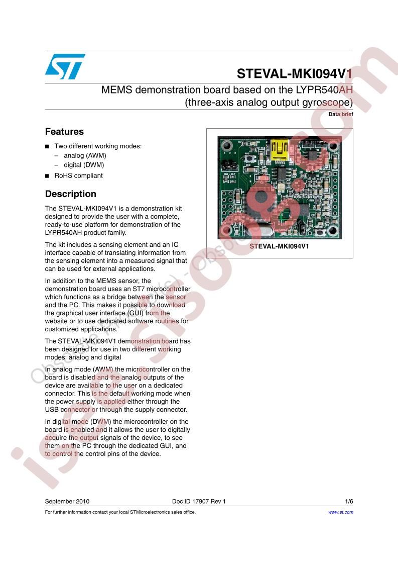 STEVAL-MKI094V1 Data Brief