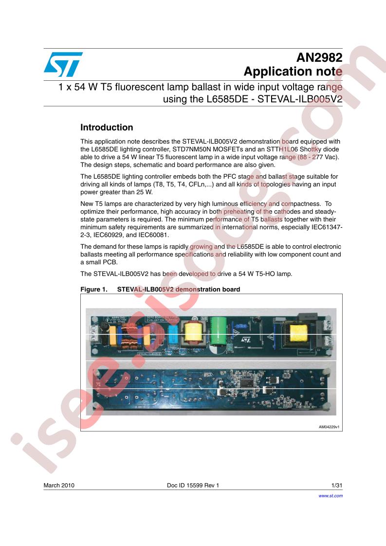 STEVAL-ILB005V2 Appl Note