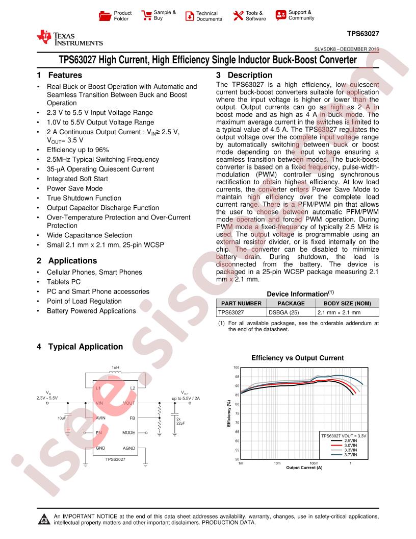 TPS63027 Datasheet