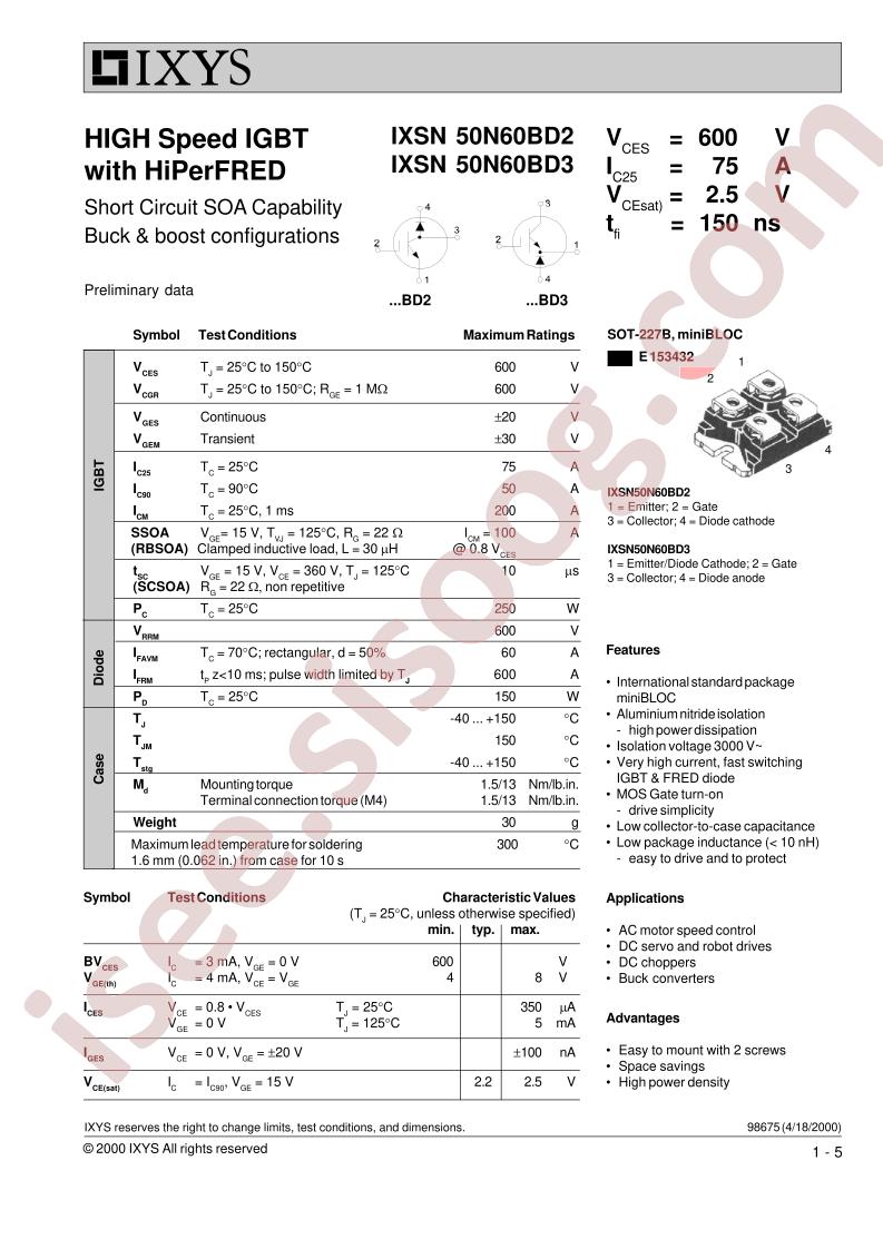 IXSN50N60BD2/3