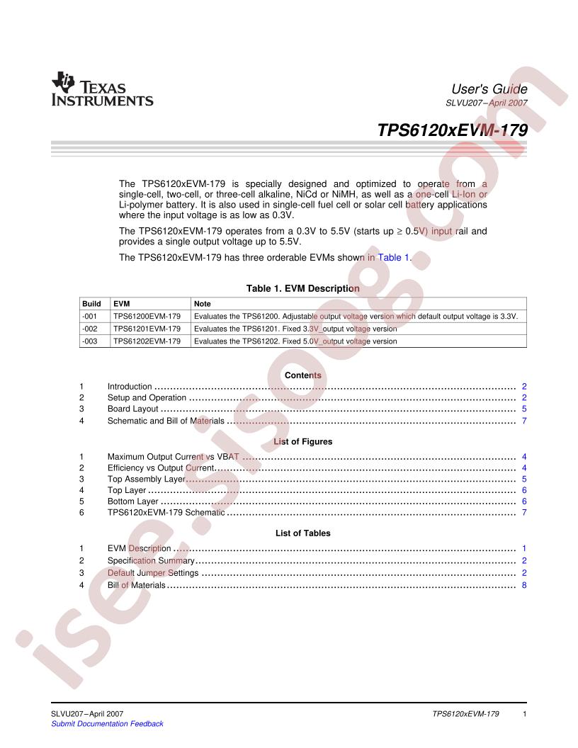 TPS6120xEVM-179 User Guide