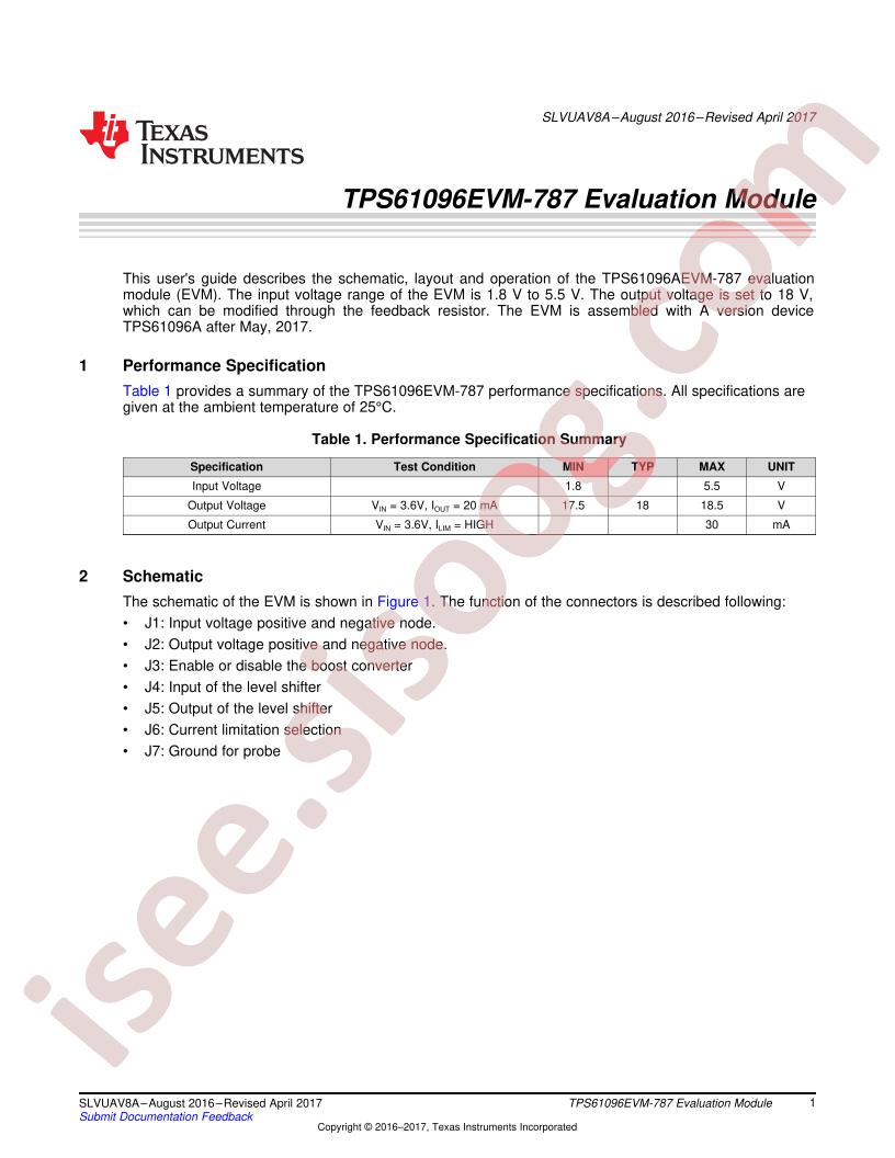 TPS61096EVM-787 User Guide