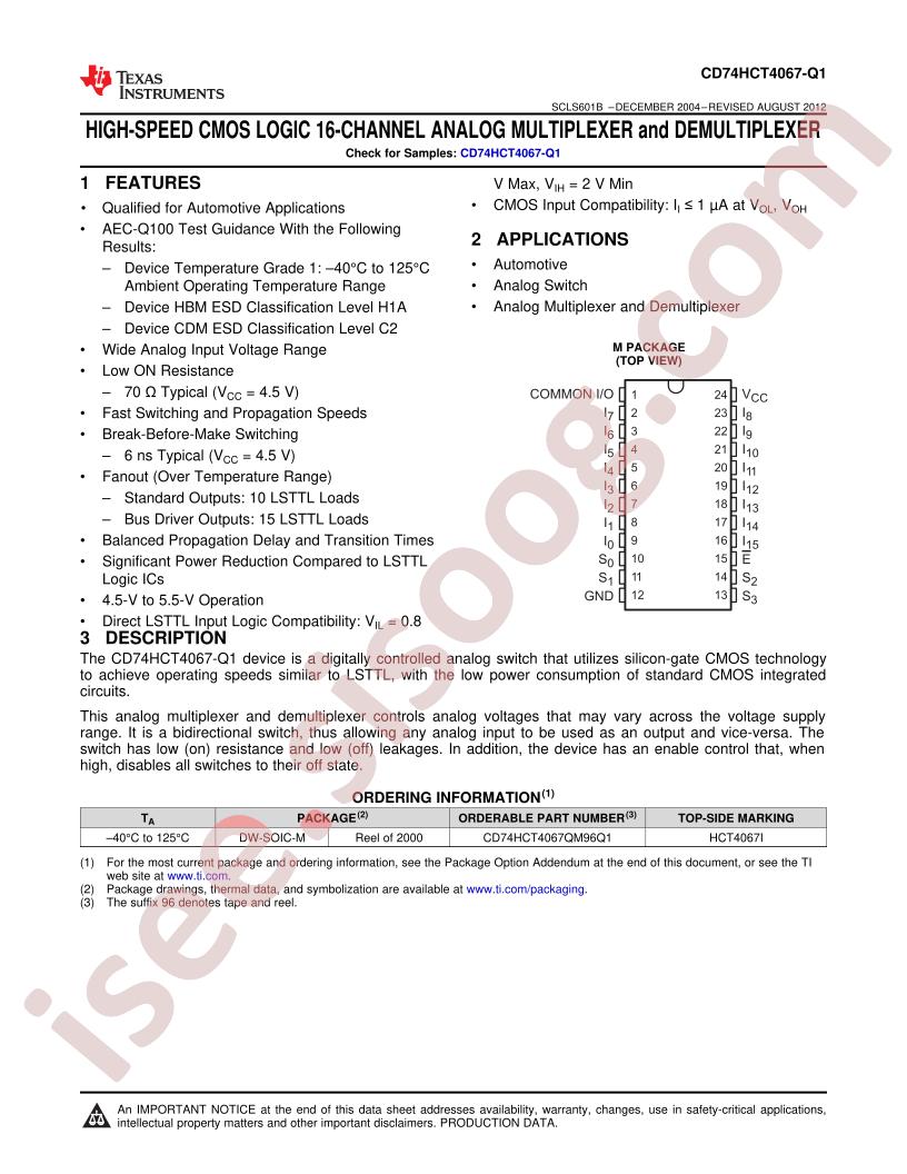 CD74HCT4067-Q1