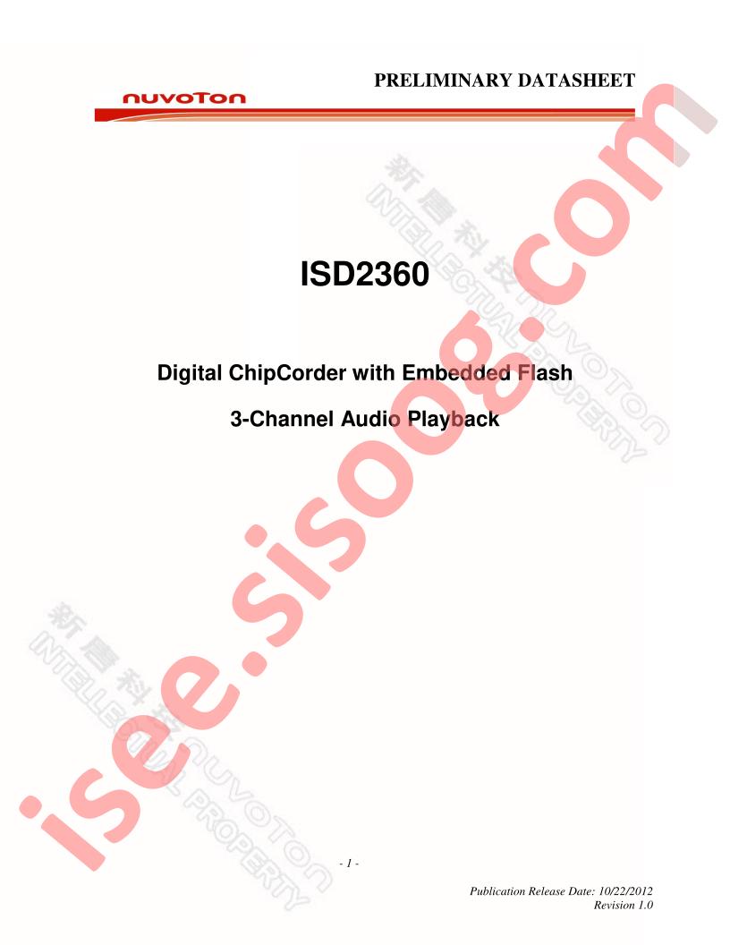 ISD2360 Preliminary Datasheet