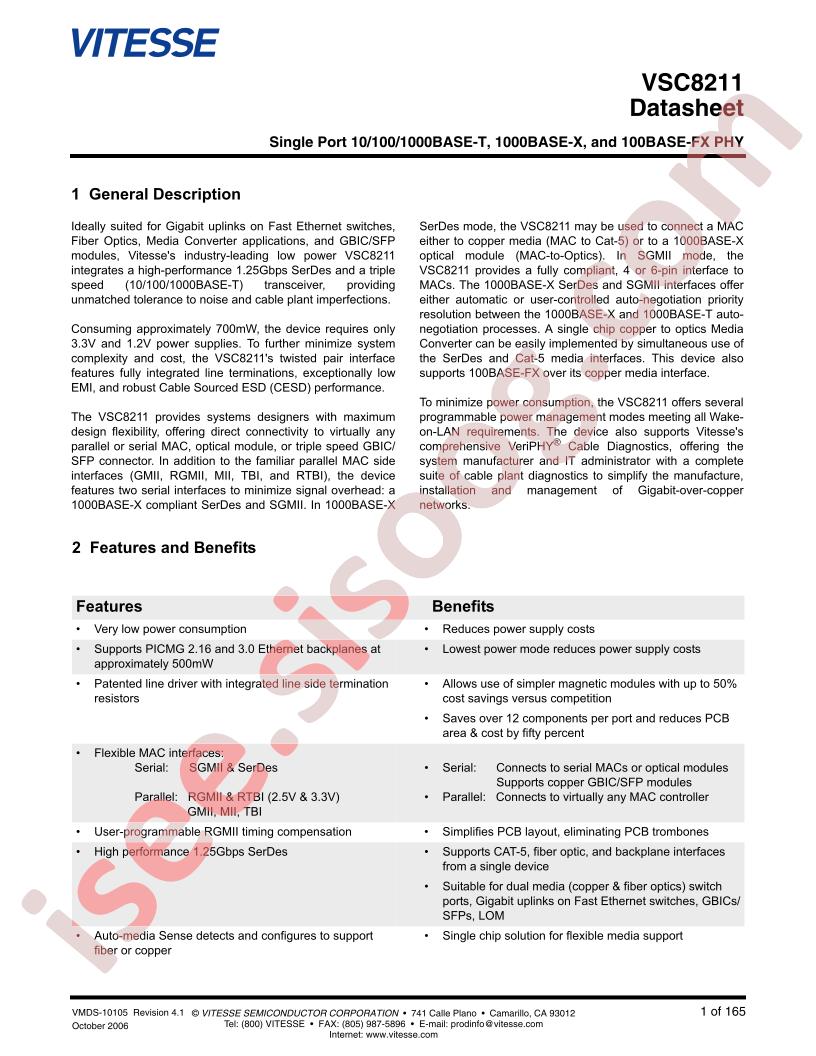 VSC8211 Datasheet