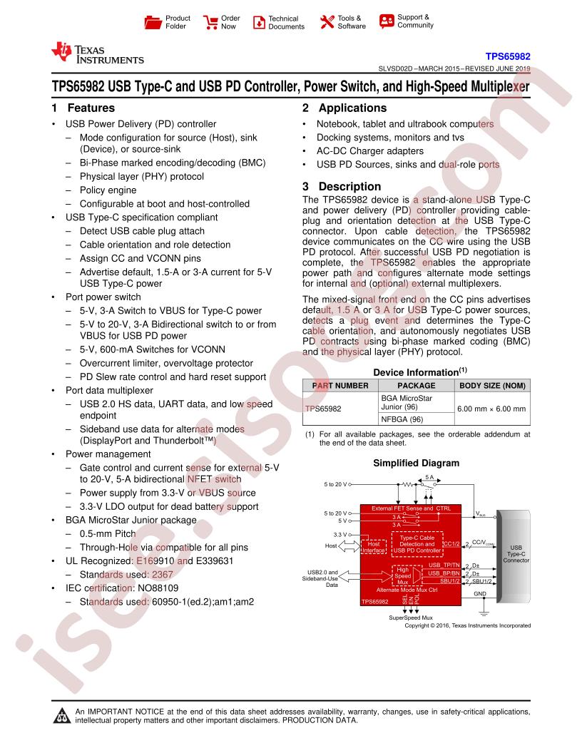 TPS65982 Datasheet