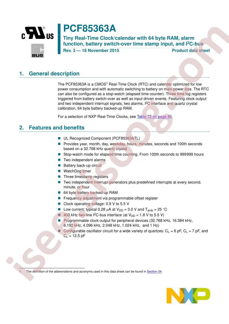 PCF85363A Series Datasheet