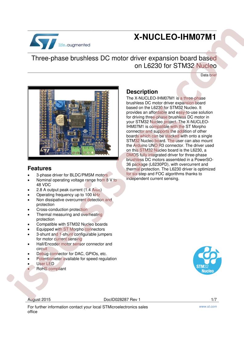 X-NUCLEO-IHM07M1 Datasheet