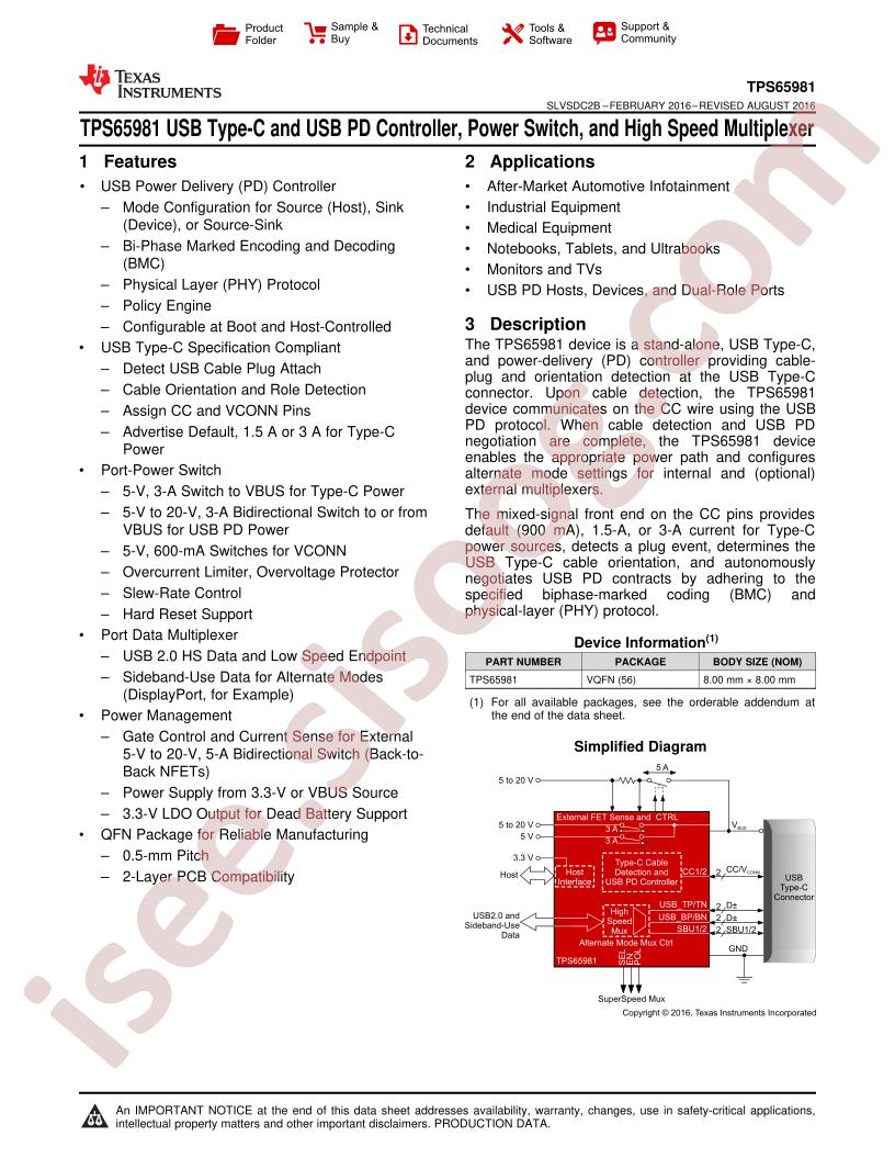 TPS65981 Datasheet