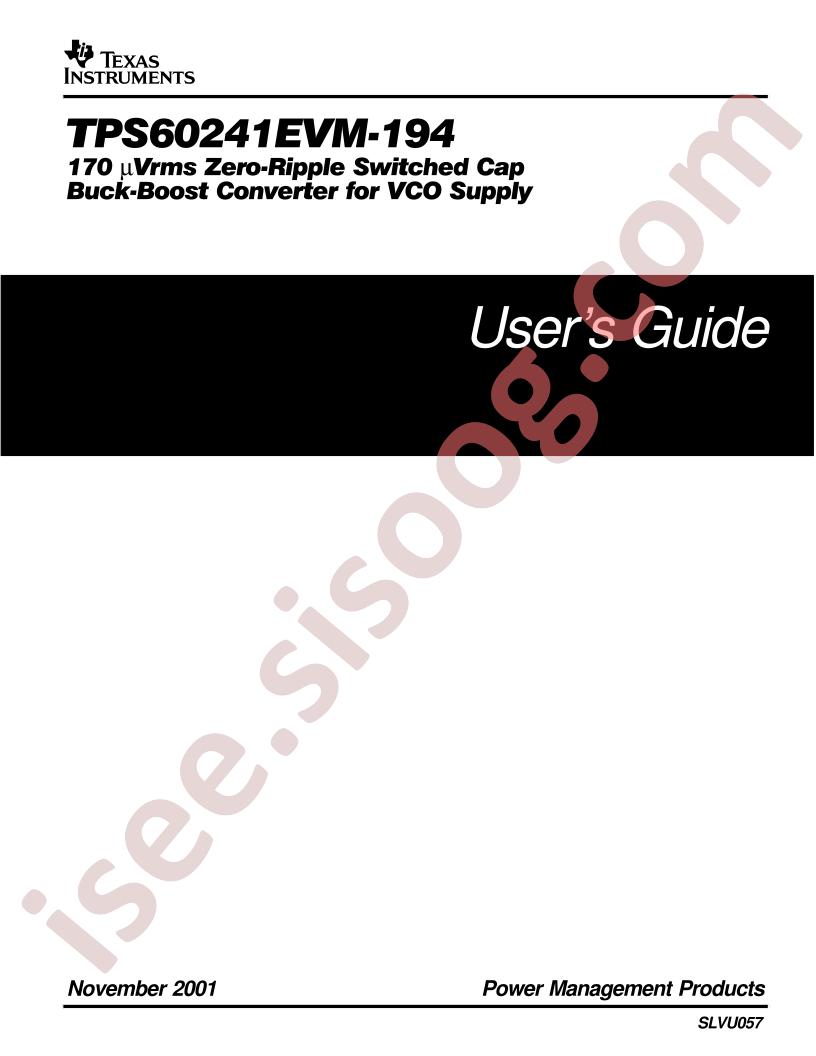 TPS60241EVM-194 Users Guide