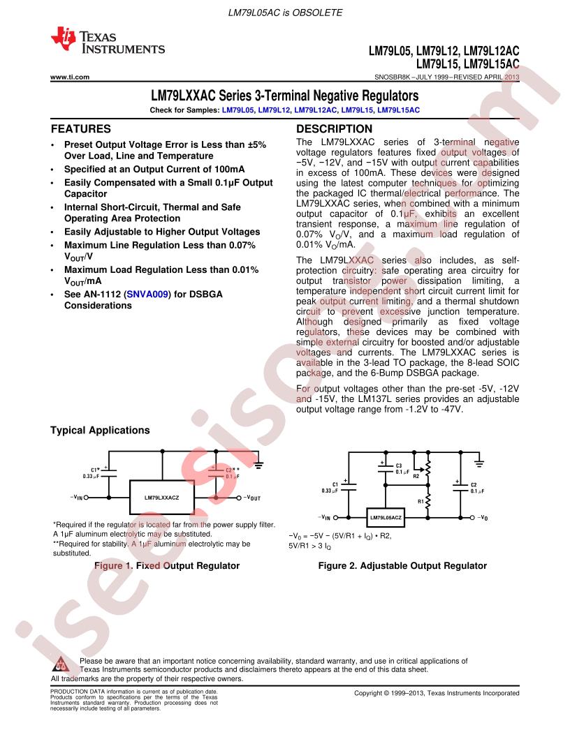 LM79L05,12,15(AC) Datasheet