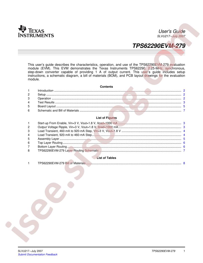 TPS62290EVM-279 Guide