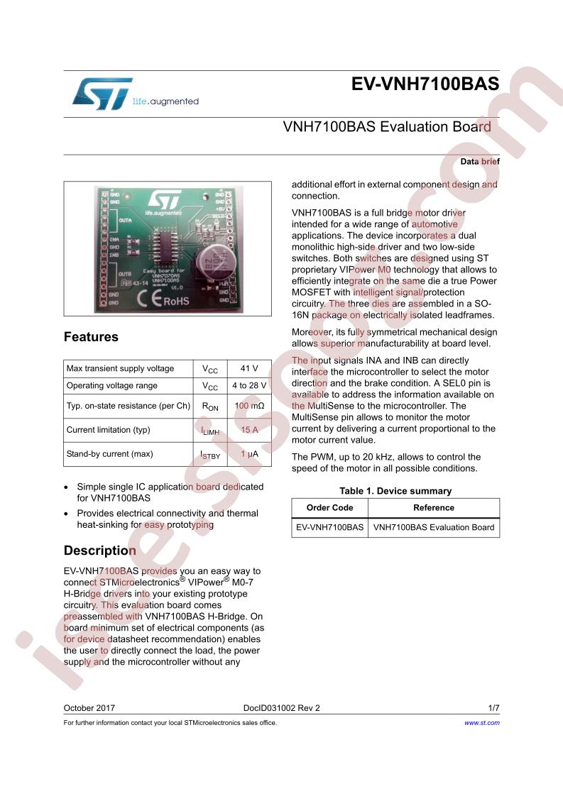EV-VNH7100BAS Data Brief