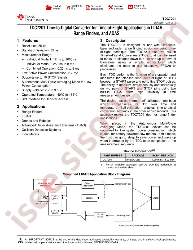 TDC7201 Datasheet