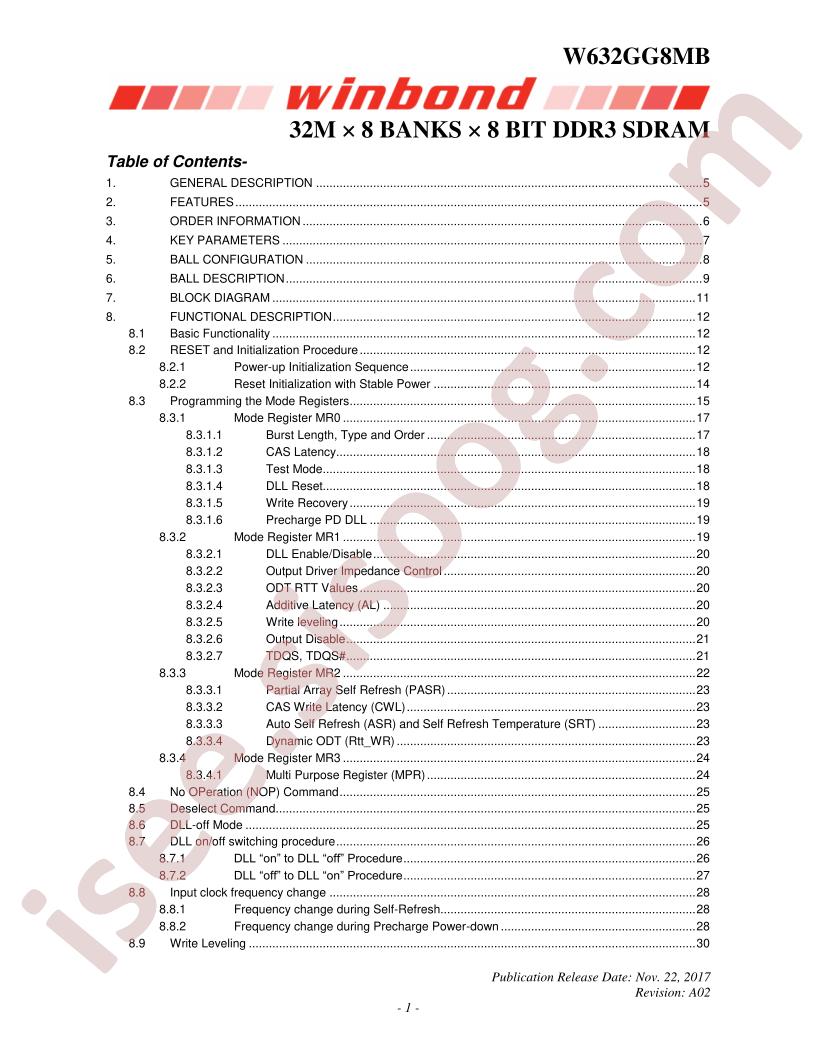 W632GG8MB Datasheet