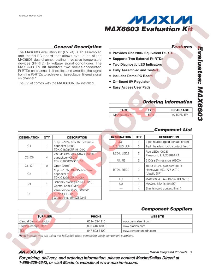 MAX6603 Eval Kit