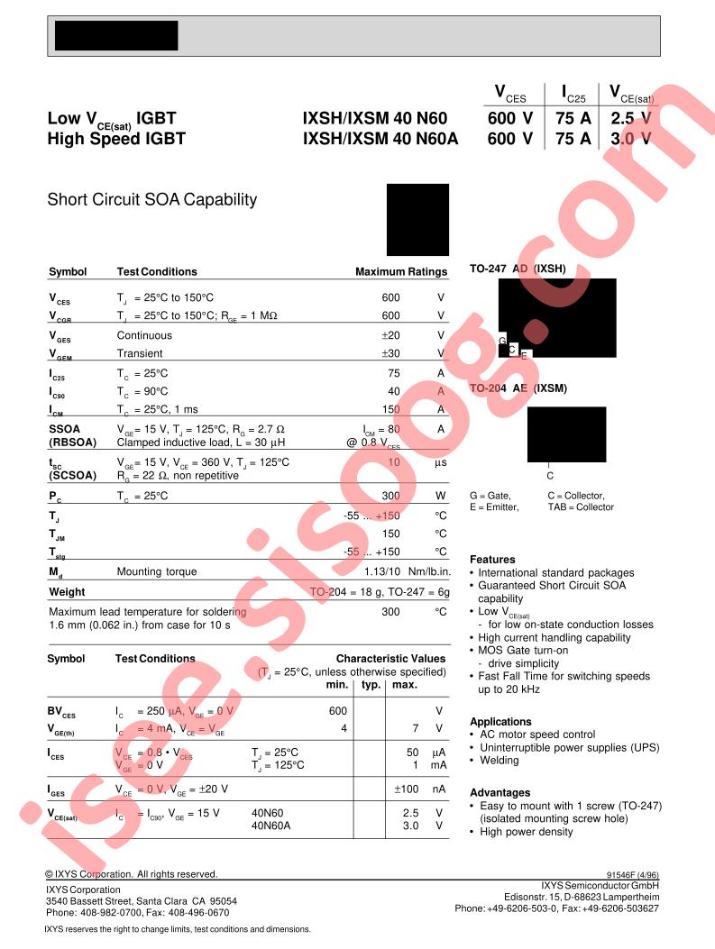 IXS(H,M)40N60/A