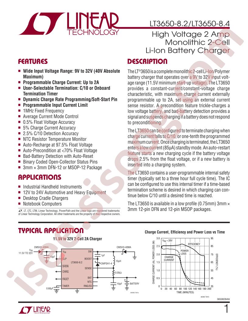 LTC3650-8.2, 8.4 Datasheet