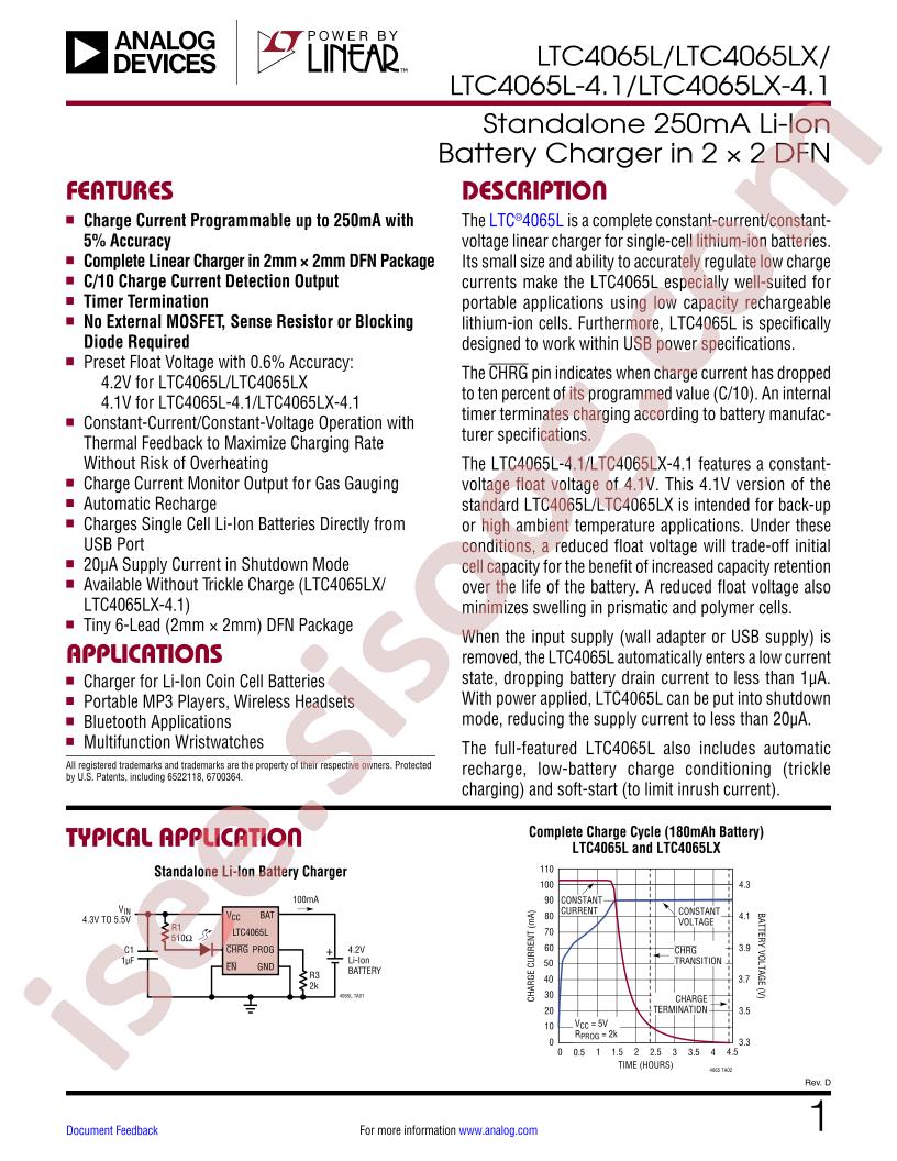 LTC4065L(X, -4.1) Datasheet