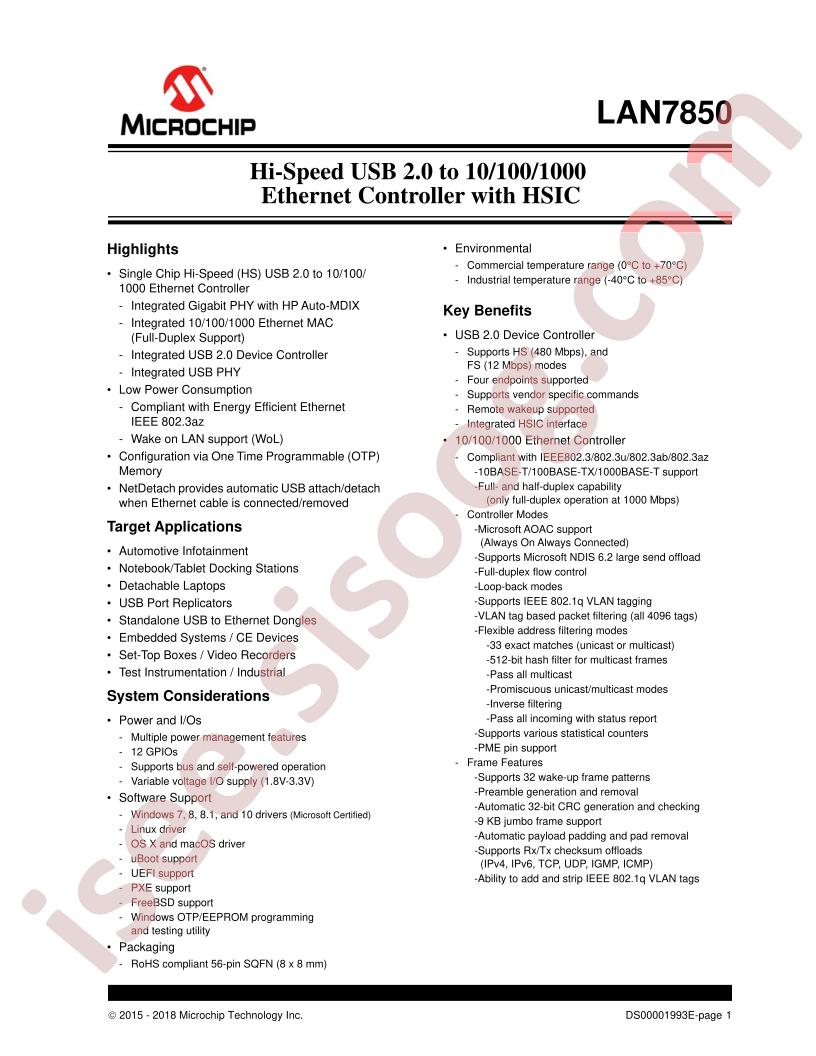LAN7850 Datasheet