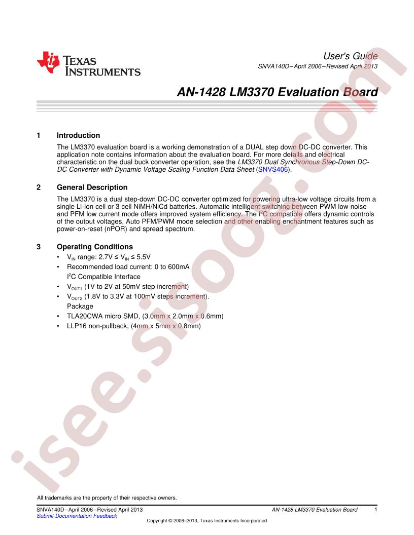 LM3370 Eval Board AppNote