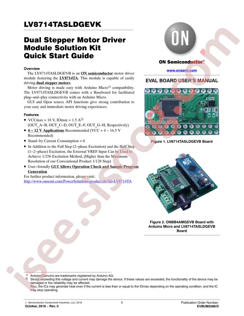 LV8714TASLDGEVK Quick Start Guide