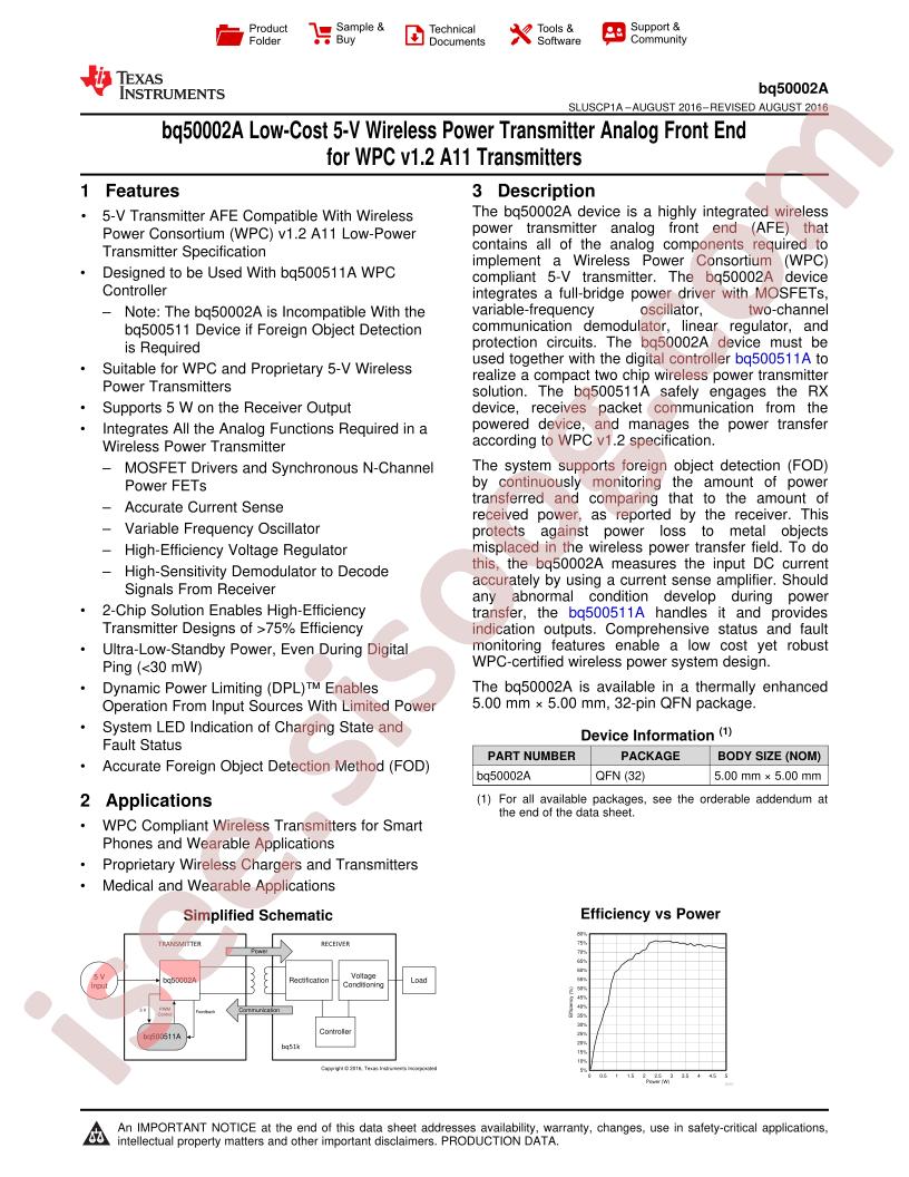 BQ50002A Datasheet