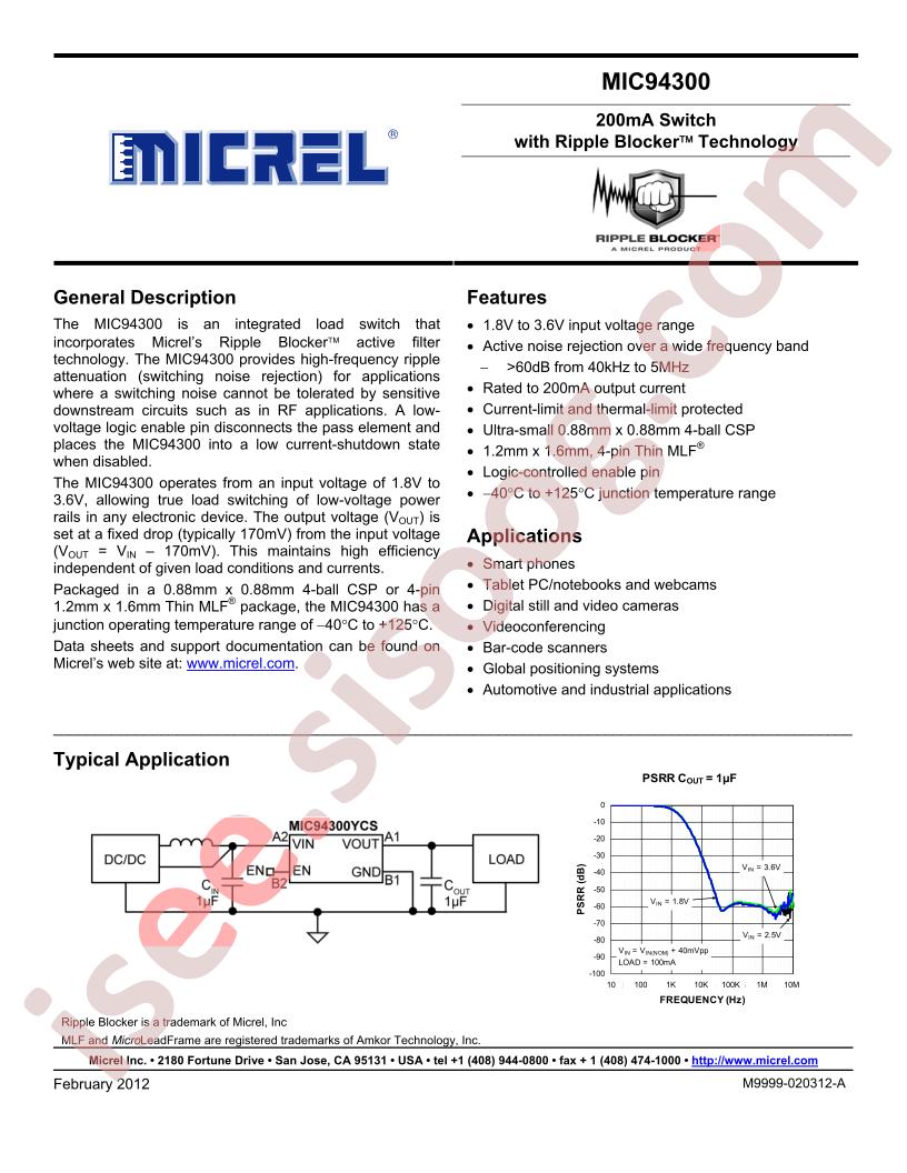 MIC94300 Datasheet