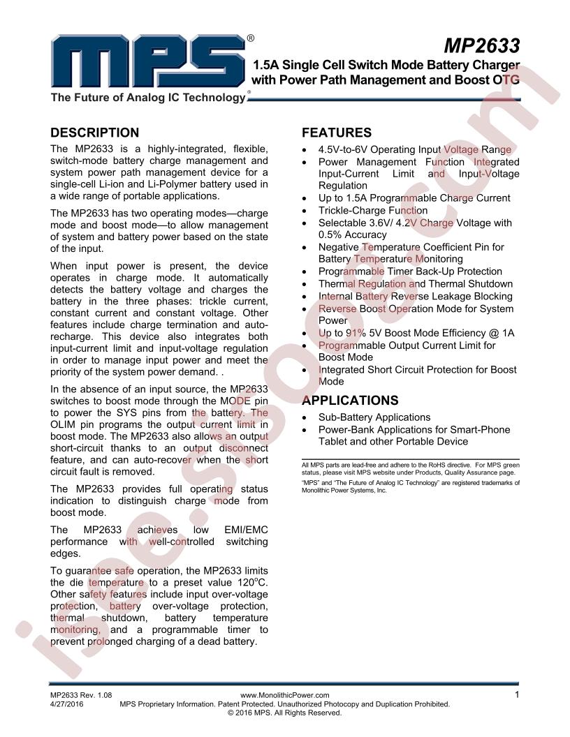 MP2633 Datasheet