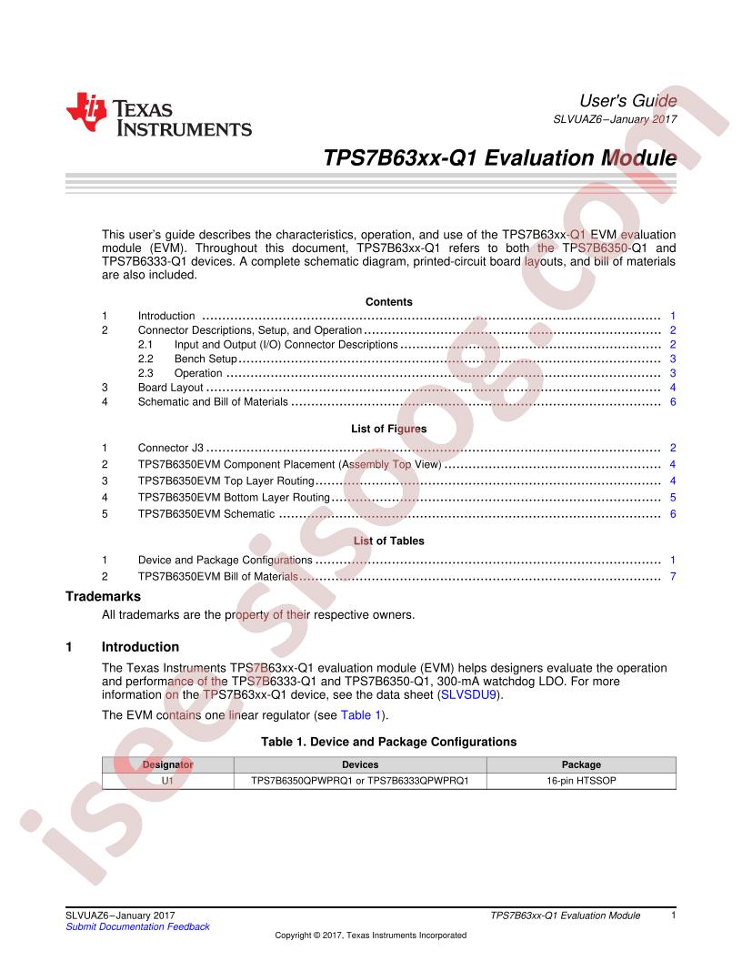 TPS7B63xx-Q1 EVM User Guide