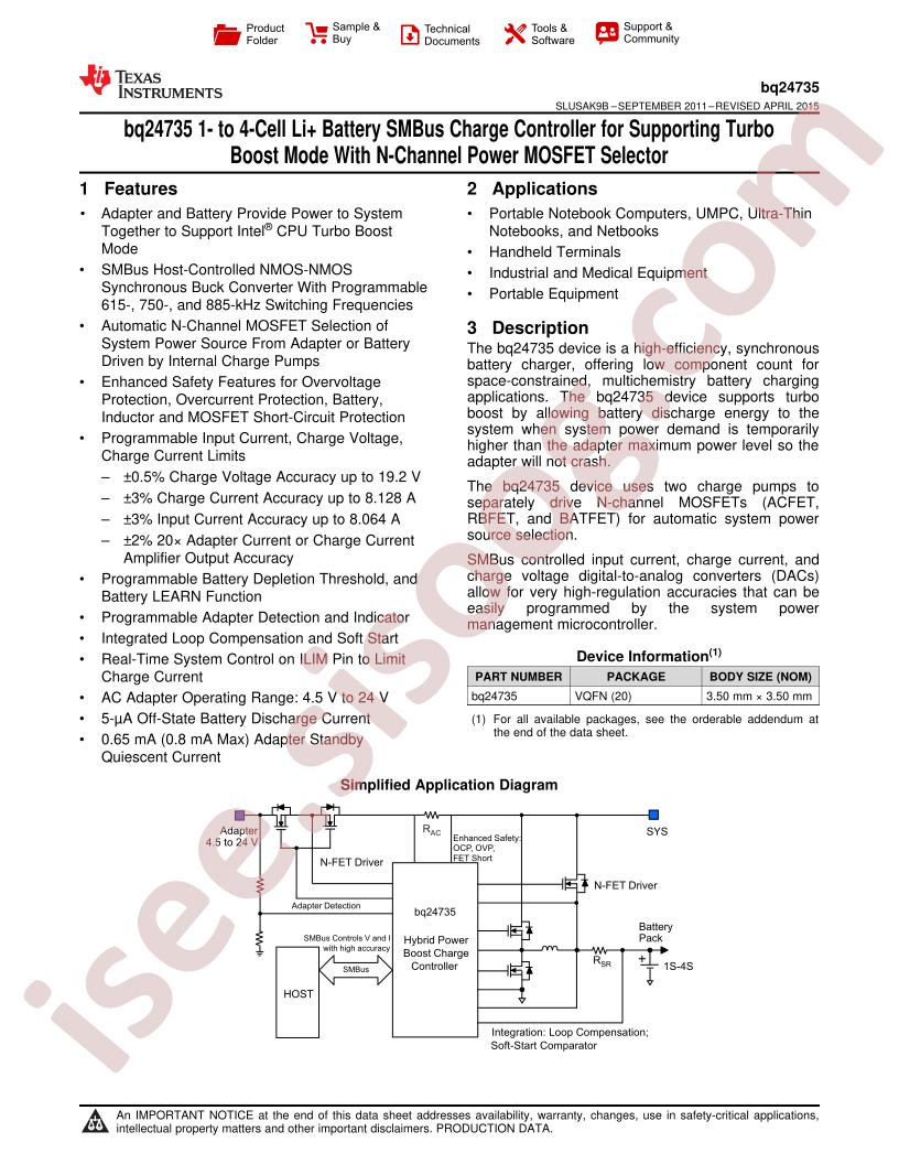 BQ24735 Datasheet