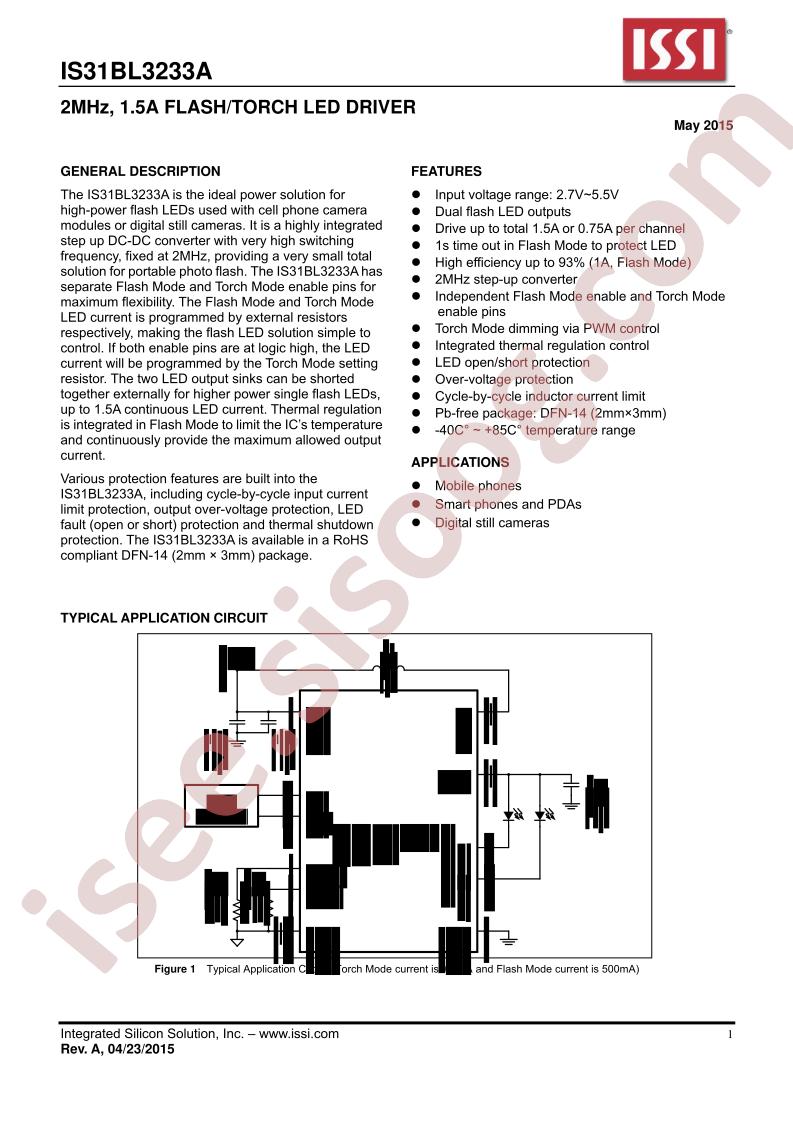 IS31BL3233A Datasheet