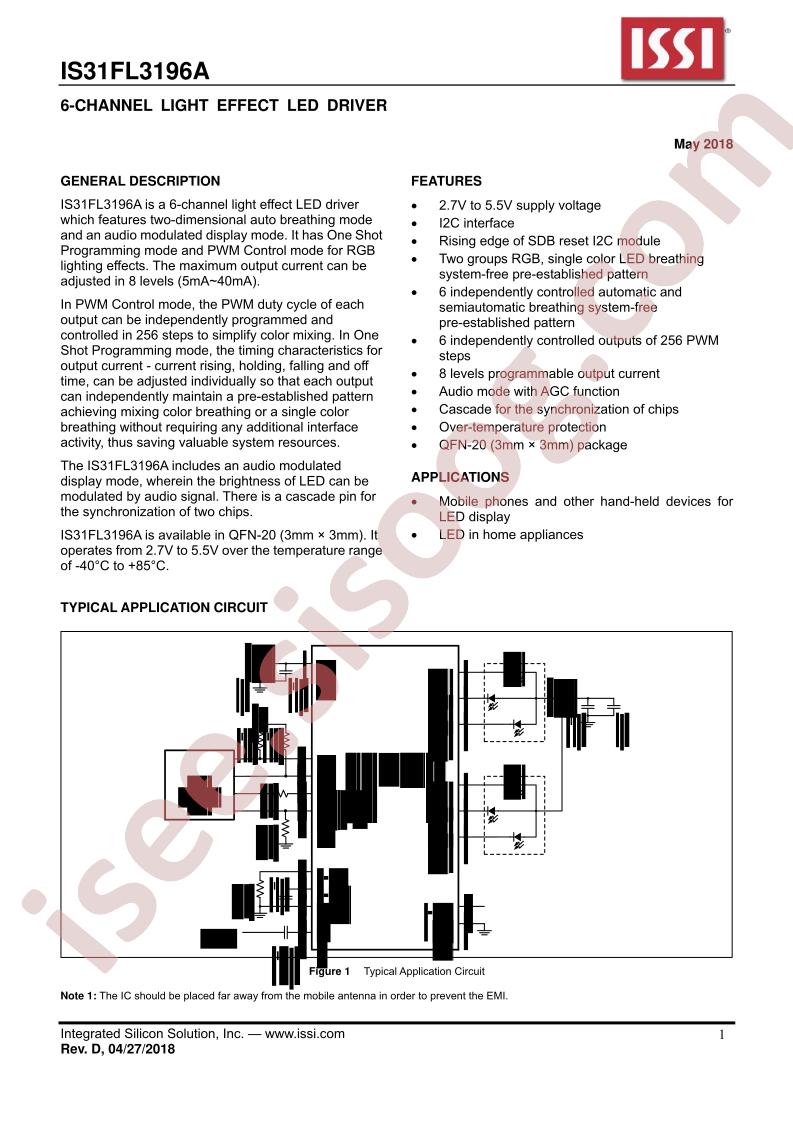 IS31FL3196A Datasheet