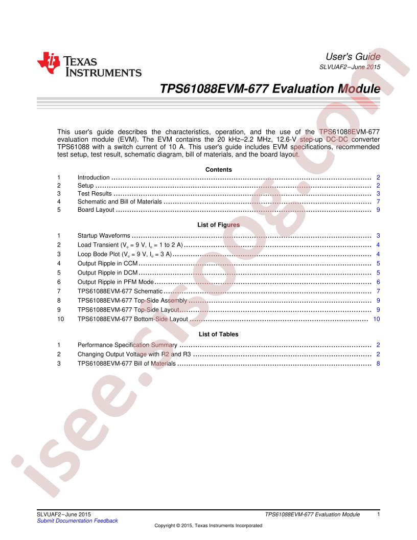 TPS61088EVM-677 User Guide