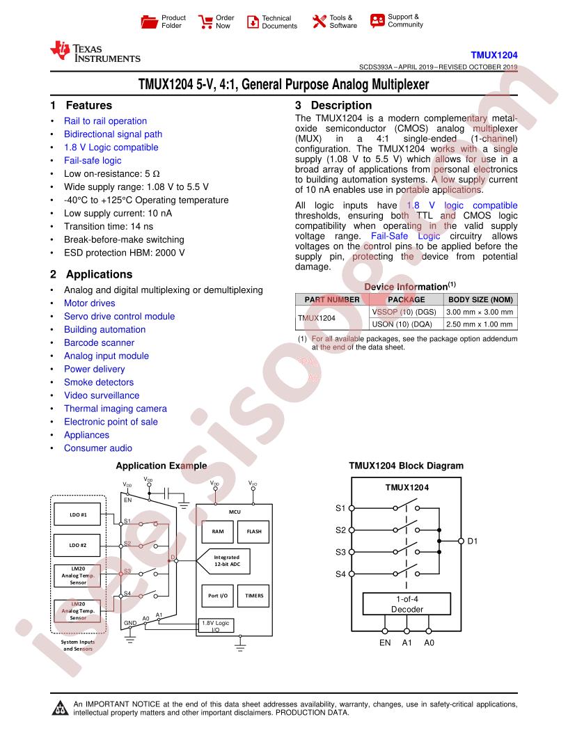 TMUX1204 Datasheet