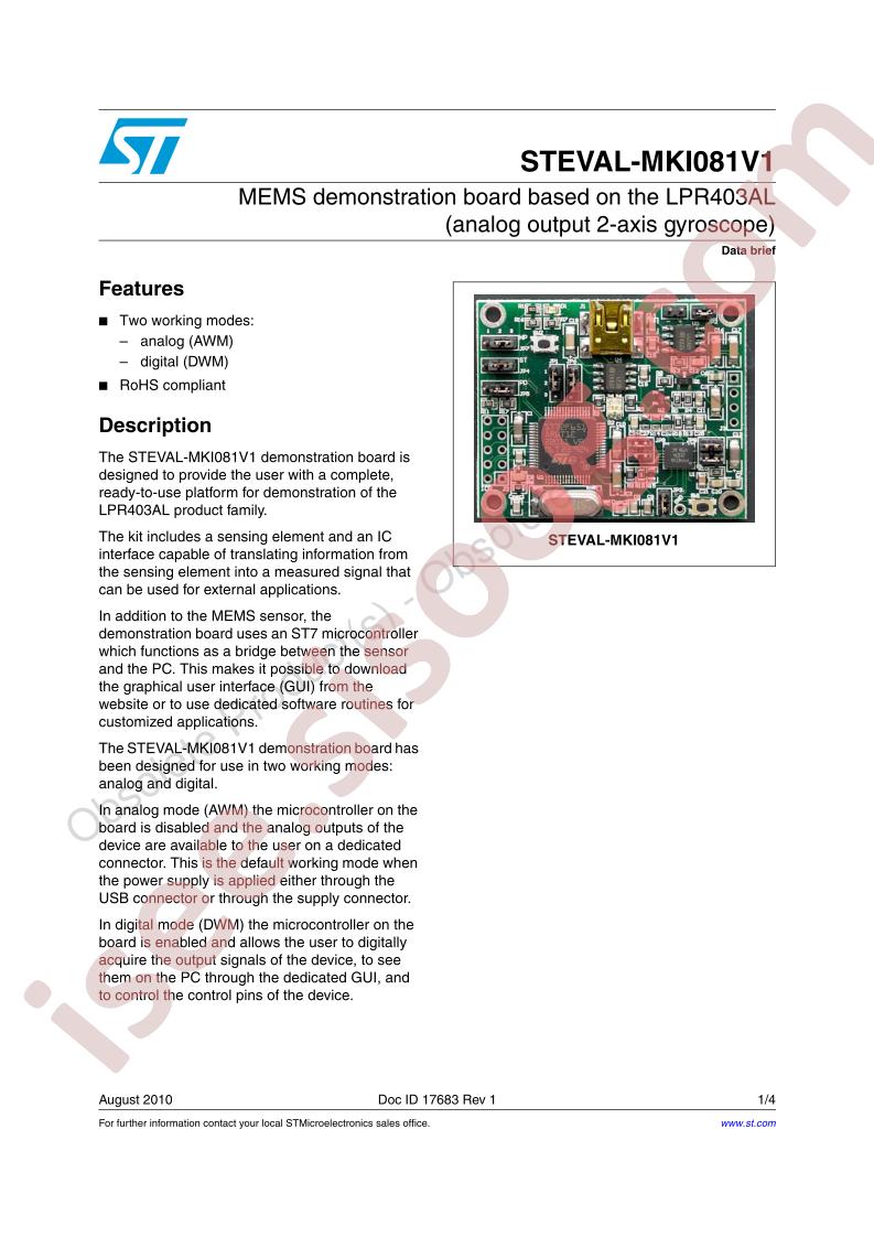 STEVAL-MKI081V1 Data Brief