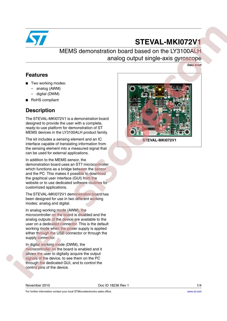 STEVAL-MKI072V1 Data Brief