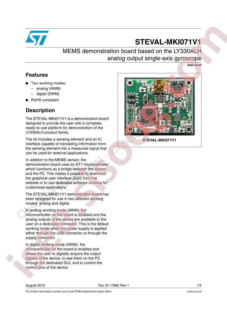 STEVAL-MKI071V1 Data Brief